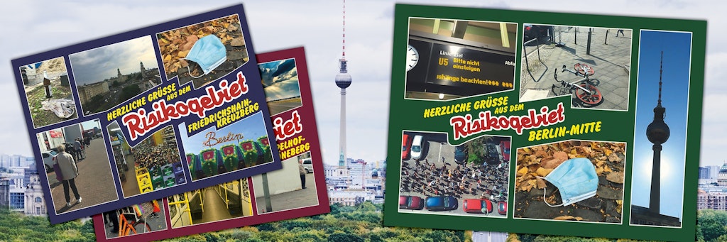 Berlin ist Covid-Risikogebiet - das steht nun auch auf diesen Postkarten.