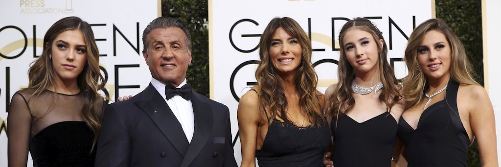 Sylvester Stallone und seine Frau Jennifer Flavin mit ihren drei Töchtern Sistine, Scarlet und Sophia (v.l.)