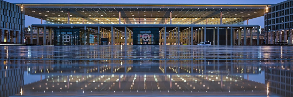 Terminal 1 vom Hauptstadtflughafen Berlin Brandenburg "Willy Brandt" (BER). 