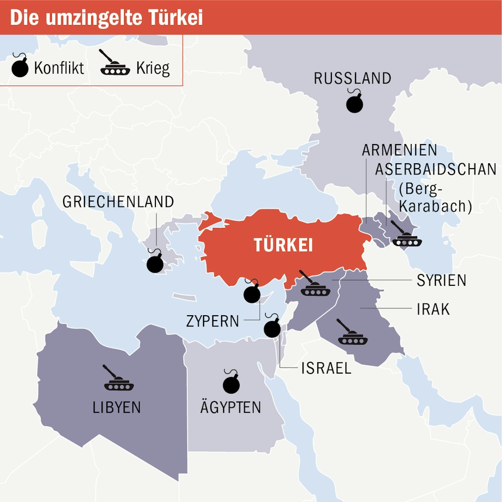 Ärger und Gewalt rings um die Türkei, mit verursacht und befeuert durch Erdogan. 