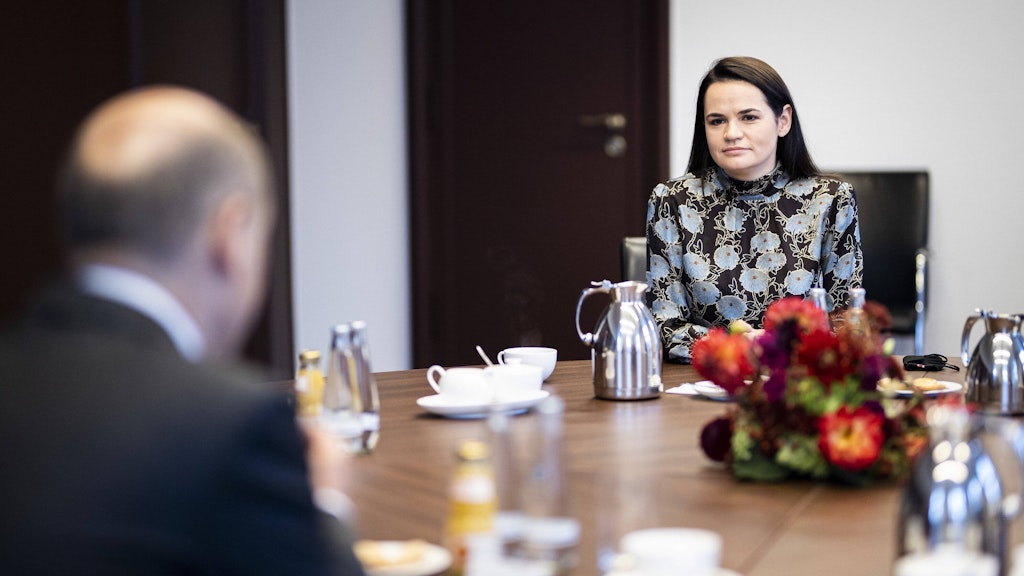 Oppositionsführerin Swetlana Tichanowskaja bei Vizekanzler Olaf Scholz, auch Kanzlerin Merkel hat mir ihr gesprochen.