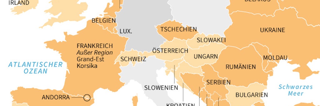 Karte mit Risikogebieten des Robert-Koch-Instituts in Europa. - AFP / AFP