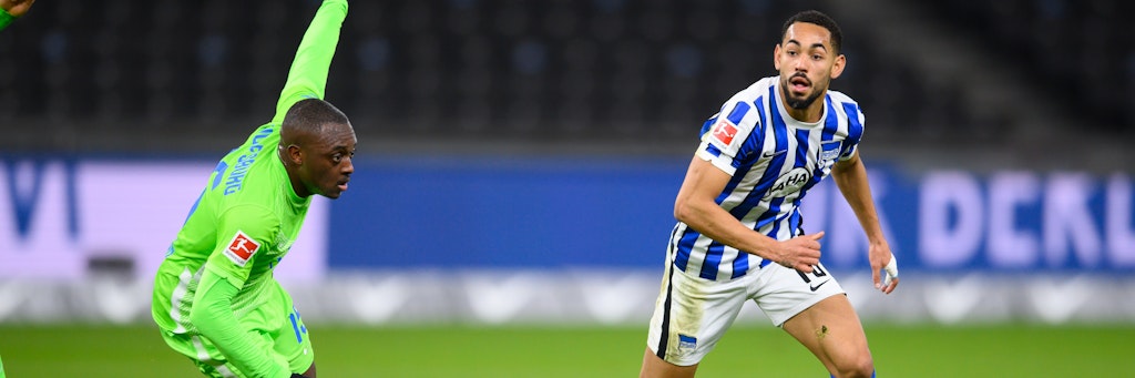 Matheus Cunha (r.) traf, doch das eine Tor reichte nicht zum Heimsieg für Hertha.