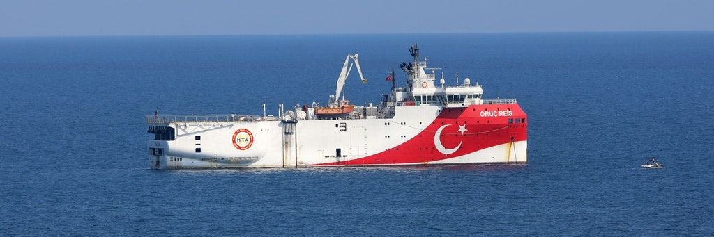 Türkisches Forschungsschiff im Mittelmeer.