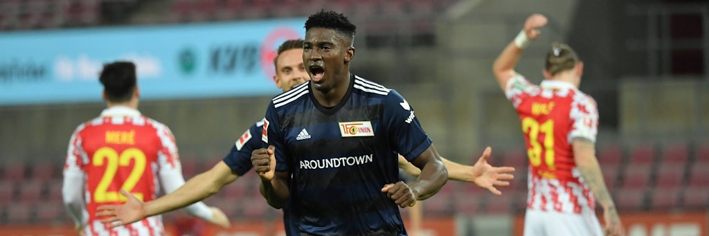 Taiwo Awoniyi feiert seinen ersten Treffer für Union.