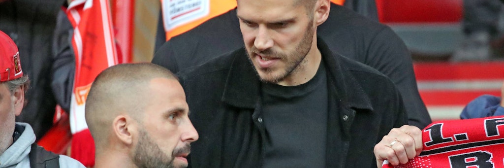 Benny Köhler zusammen mit Christopher Trimmel beim Relegationsrückspiel des 1. FC Union gegen den VfB Stuttgart im Mai 2019.