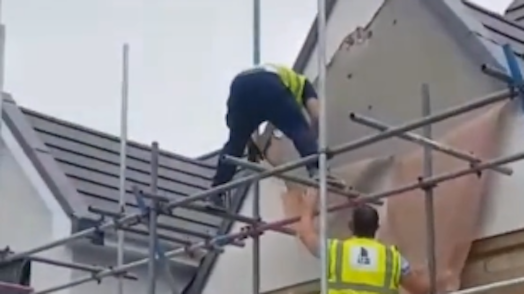 Der besagte Handwerker im Aggro-Modus zerlegt das Haus.