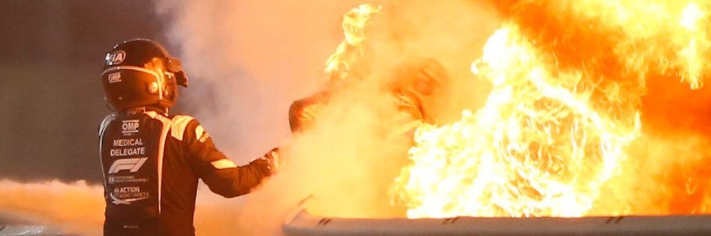 Romain Grosjean gefangen im Flammenmeer