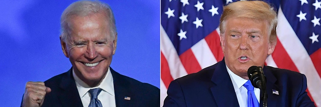 In der Nacht nach der Wahl gab sich Joe Biden siegessicher, Donald Trump wegen „Wahlbetrugs“ empört.