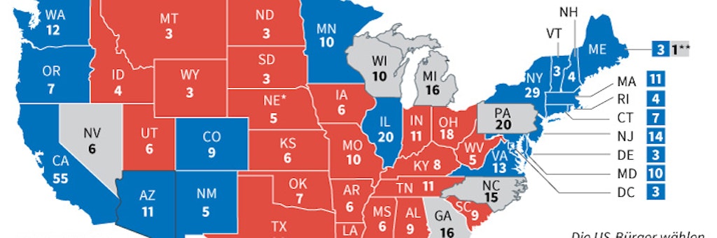 Wenige Bundesstaaten sind bei der US-Präsidentenwahl 2020 das Zünglein an der Waage.