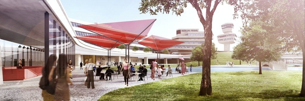 Blick in die Zukunft: So könnte der Flughafen Tegel aussehen, wenn er zum Forschungs- und Industriepark umgestaltet wurde.