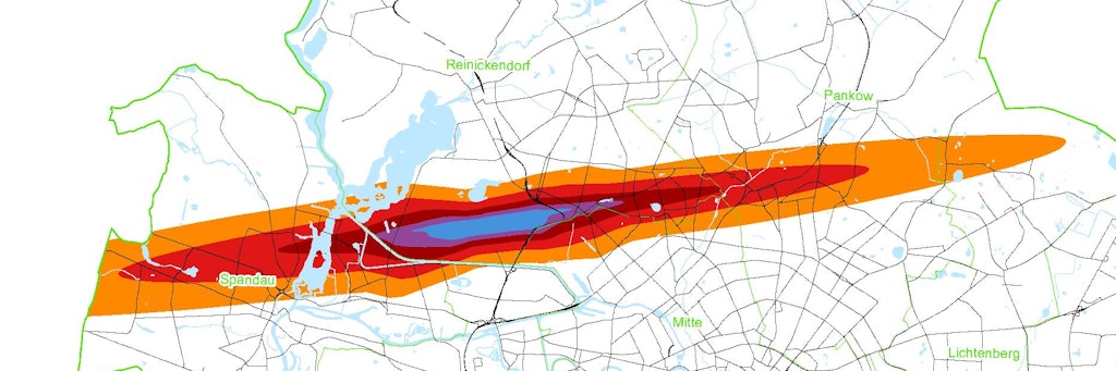 Die Einflugschneisen von Tegel: Die Lärmbelastung reichte von der Stadtgrenze im Westen bis zur Stadtgrenze im Osten. 