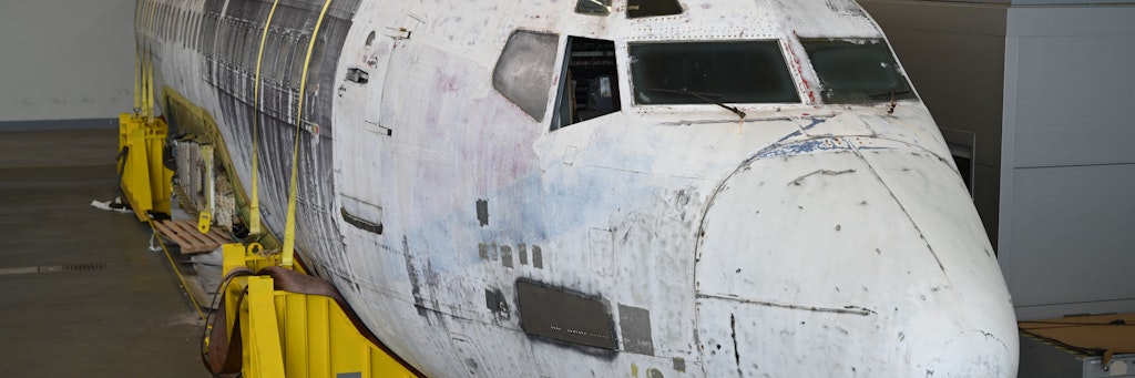 Die Lufthansa-Maschine „Landshut“ steht im Bodensee-Airport in einem Hangar des Dornier-Museums.
