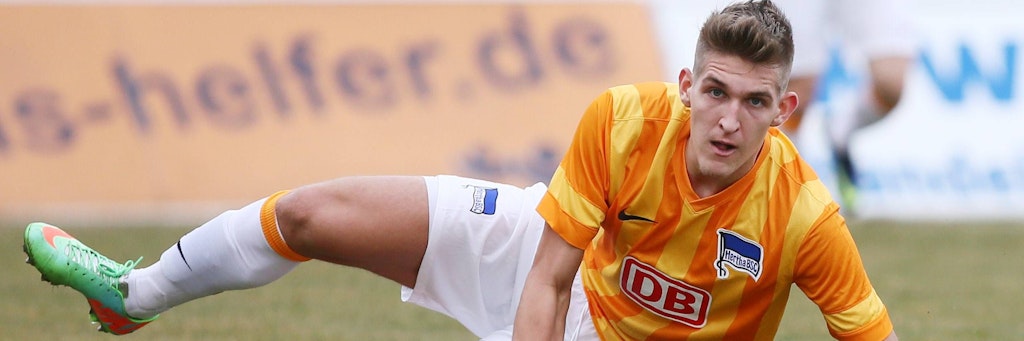 Robert Andrich 2014 im Trikot von Herthas U23 bei einem Regionalligaspiel gegen Lok Leipzig.