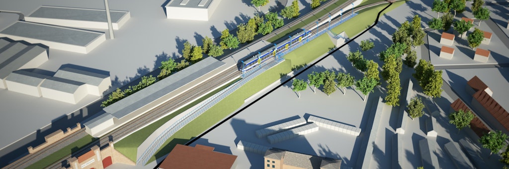 Alles einsteigen zum Wandlitz- und zum Liepnitzsee. Oder in die Schorfheide zum Pilzesammeln. Die Simulation zeigt, wie der neue Bahnhof in Wilhelmsruh einmal aussehen soll. Nebenan befindet sich der S-Bahnhof an der Linie S1, den es heute schon gibt.