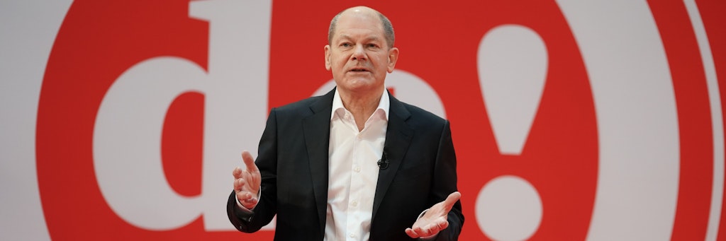Kanzlerkandidat Olaf Scholz (SPD) am Samstag in Berlin.