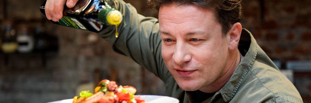 Der britische Koch Jamie Oliver bei einem Event in der One Kitchen Kochschule im Jahr 2017. 