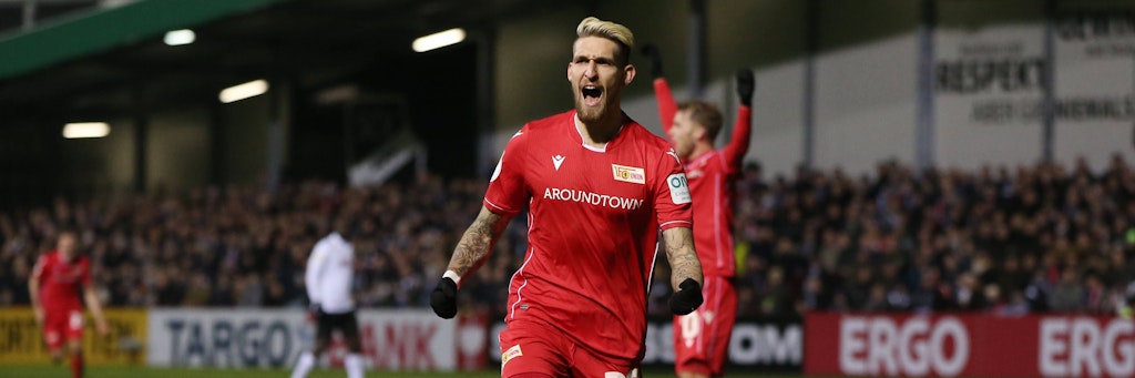Robert Andrich bejubelt seinen Siegtreffer gegen den SC Verl in der Pokalsaison 2019/20.