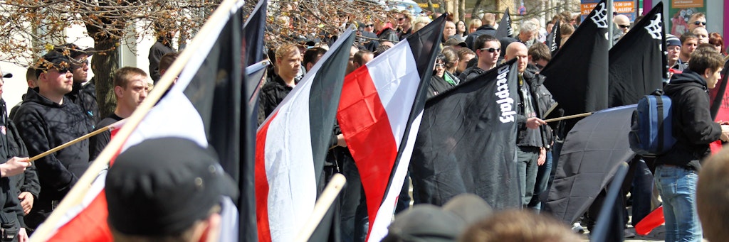 Ein Neonazi-Aufmarsch 2012 in Plauen (Sachsen) – die deutschen Behörden fahnden derzeit nach Hunderten Rechtsextremisten. 