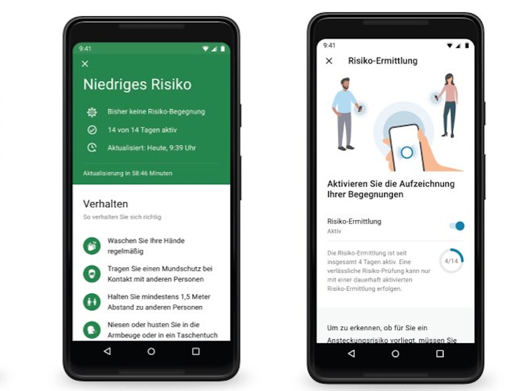 Neben dem Status der Risikoermittlung enthält die Corona-Warn-App auch Verhaltenstipps.