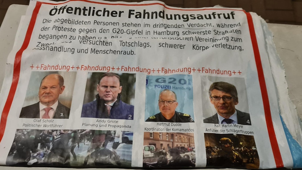 „Fahndungsplakat“ der Linksextremisten.