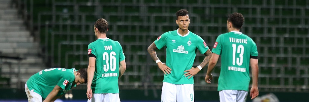 Hertha-Leihgabe Davie Selke (2.v.r.) erlebt bei Werder Bremen eine bittere Zeit. 