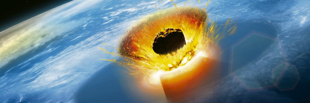 Eine Computersimulation zeigt den Asteroiden-Einschlag vor 66 Millionen Jahren.