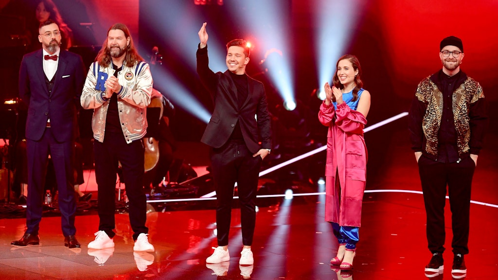 Nico Santos (Mitte) als Comebackcoach mit den Haupt-Coaches Sido, Rea Garvey, Alice Merton und Mark Forster.