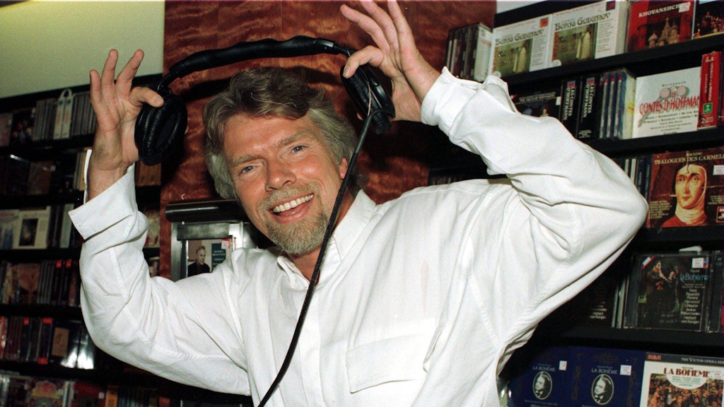 Richard Branson 1996 bei der Eröffnung des Virgin Megastore in New York.