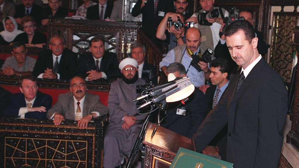 Am 17. Juli 2000 legte Bashar al-Assad den Amtseid im syrischen Parlament in Damaskus ab.