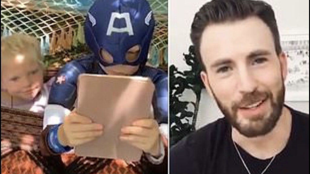 Bridger Walker schaut mit „Captain America“-Kostüm die Nachricht vom „echten“ Superhelden Chris Evans.