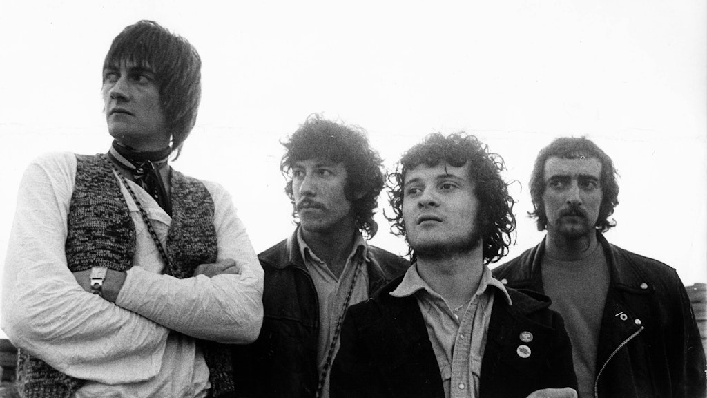 Fleetwood Mac in ihrer anfänglichen Besetzung (v.l.n.r.) Mick Fleetwood, Peter Green, Jeremy Spencer und John Mcvie.
