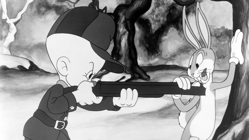 Zum Schießen: In „A Wild Hare“ von 1940 geht <a href="https://de.wikipedia.org/wiki/Elmer_Fudd">Elmer Fudd</a> auf Hasenjagd.
