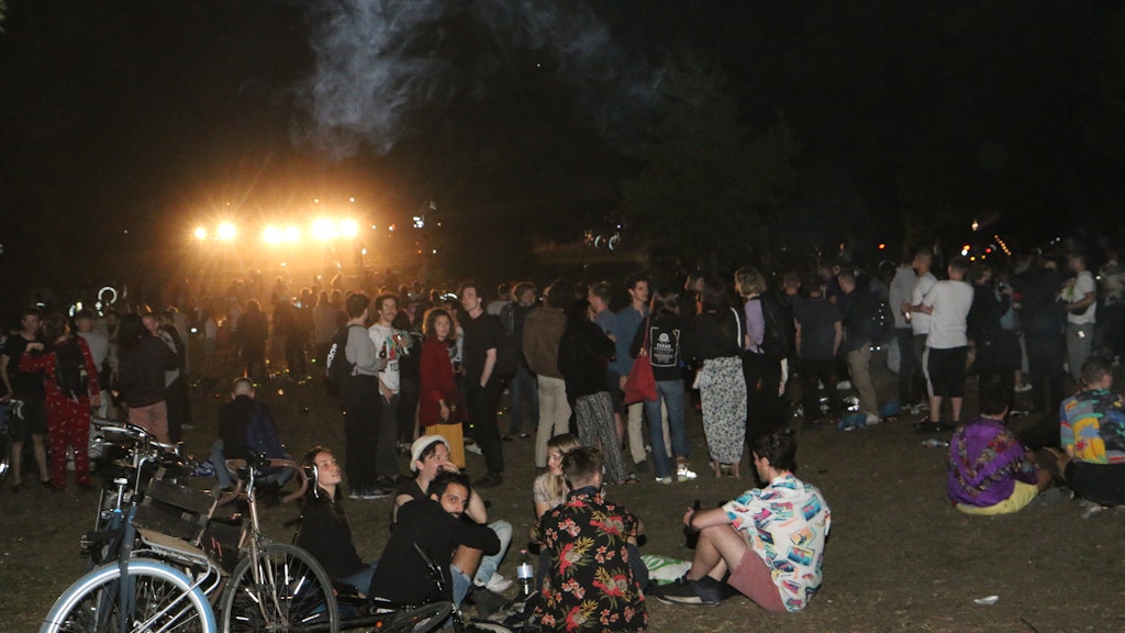 Insgesamt feierten mehr als 5000 Menschen in der Hasenheide eine Techno-Party.