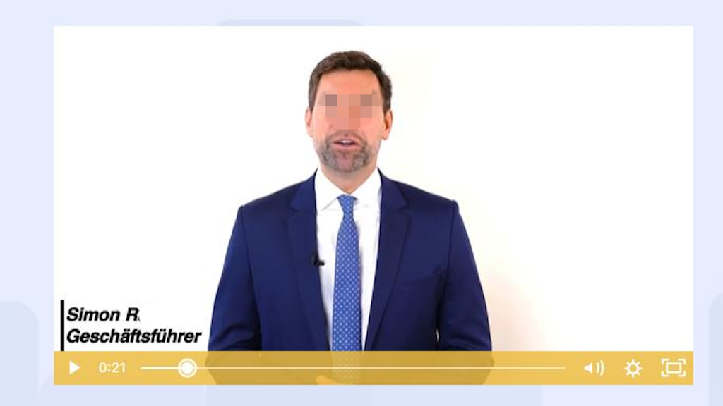 Ein Video einer Internet-Marketingfirma – hier spricht der angebliche Geschäftsführer Simon R.