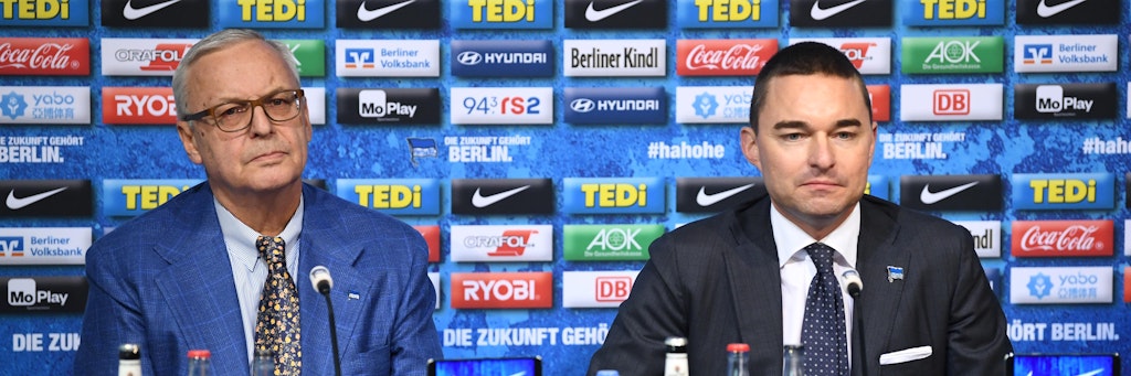 Hertha-Präsident Werner Gegenbauer (l.) und Investor Lars Windhorst wollen die Blau-Weißen in der Champions League sehen. 