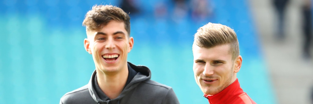 Kai Havertz (l.) könnte schon bald in London beim FC Chelsea an der Seite von DFB-Kollege Timo Werner stürmen. 