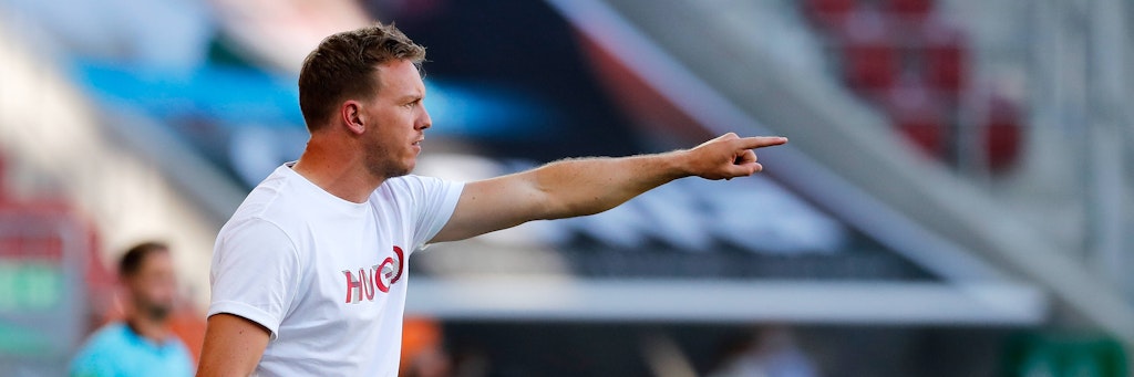 Leipzigs Trainer Julian Nagelsmann kann auch laut an der Linie sein. Er will aber im Viertelfinale gegen Ateltico zurückhalten, denn dort steht mit Diego Semione ein Vulkan an der Seitenlinie.