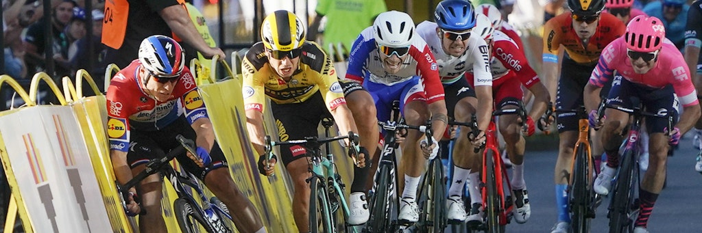 Beim Zielsprint stürzte Fabio Jakobsen (l.) schwer.
