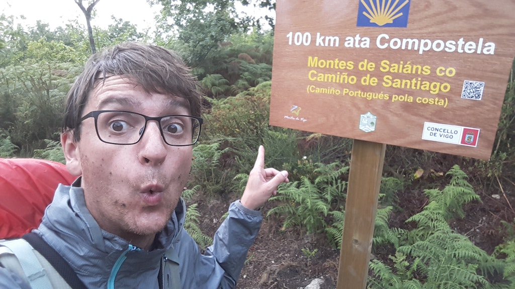 Ab auf die Zielgerade! Noch 100 Kilometer bis Santiago de Compostela.