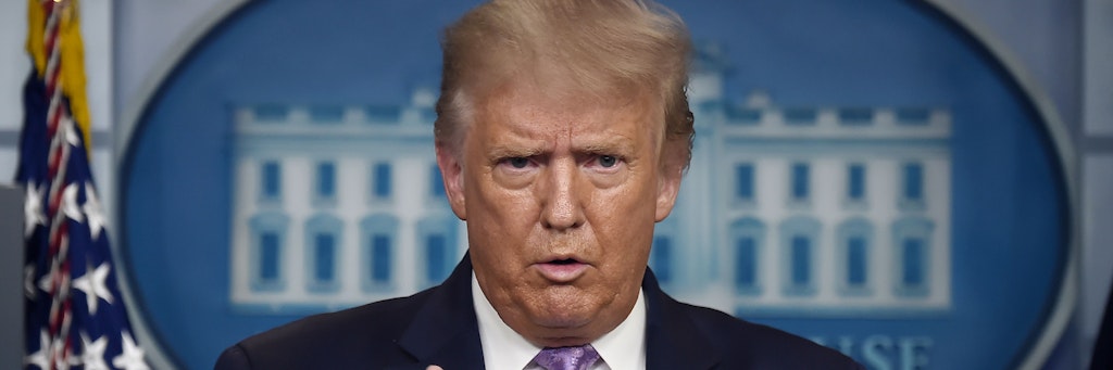 Donald Trump bei einer Pressekonferenz im Weißen Haus.