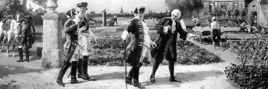 Soldentenkönig Friedrich Wilhelm I. nascht bei Christoph Späth Möhren. 