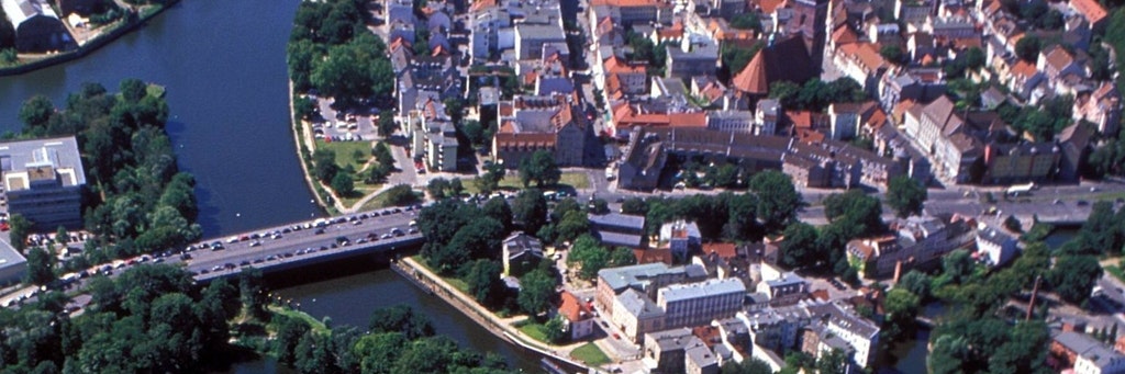 Blick auf die Spandauer Altstadt, die ihre mittelalterliche Struktur bewahren konnte