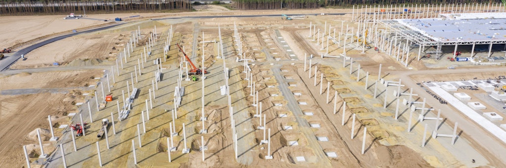Die Baustelle der Tesla Gigafactory in Grünheide.