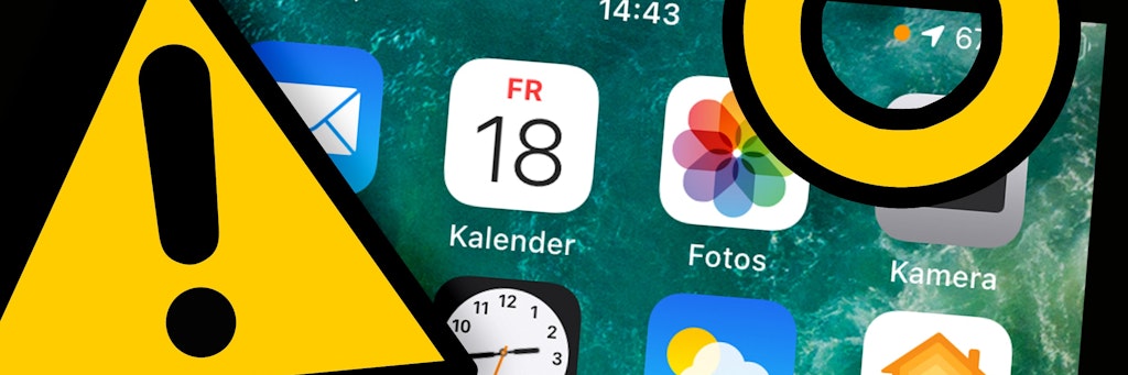 Ein kleiner Punkt in der Ecke des Handys verrät, welche Funktionen gerade genutzt werden.