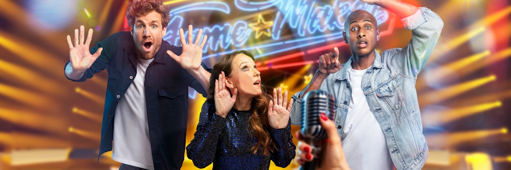 Luke Mockridge, Carolin Kebekus und Teddy Teclebrhan (v.l.) sind die Jury bei „FameMaker“.