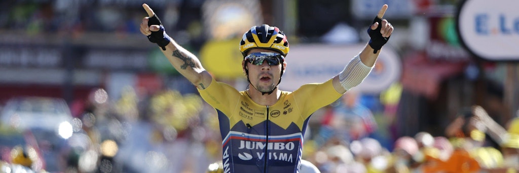 Primoz Roglic feiert seinen ersten Coup bei der diesjährigen Tour.