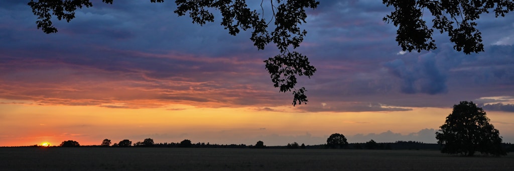 Herrliche Herbst-Natur: Farbenprächtig leuchtet der Sonnenuntergang bei Sieversdorf.