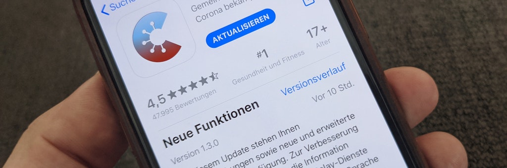 Die aktuelle Corona-Warn-App des Bundes im App-Store von Apple.