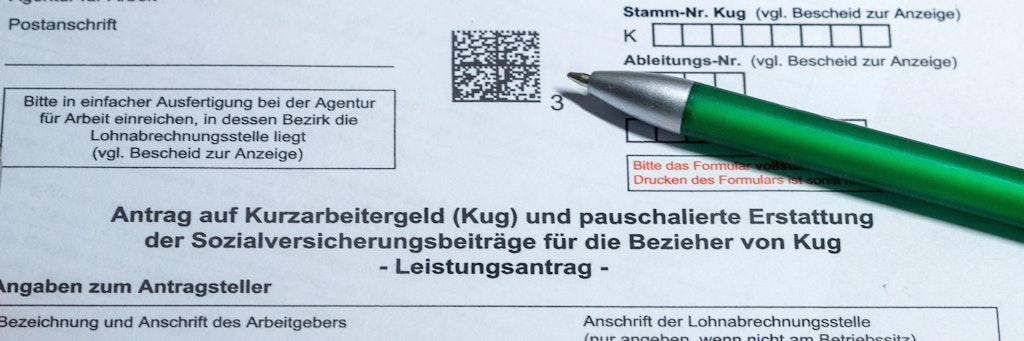 Antragsformular für das Kurzarbeitergeld.